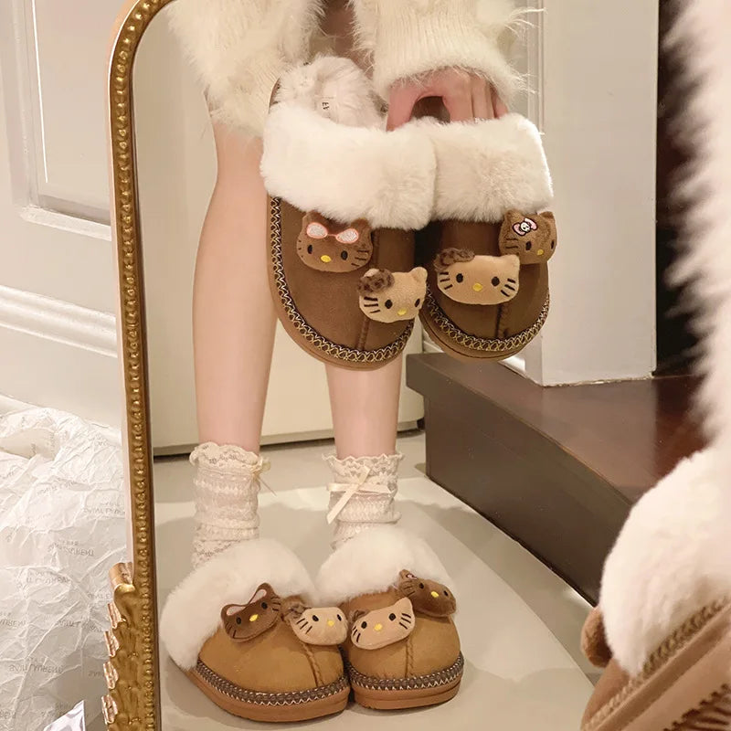 Hello Kitty Winter Luxe Plush Sloffen TIKTOK TREDING !